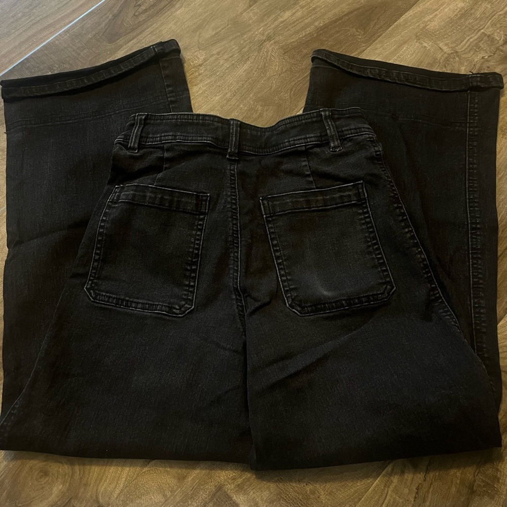 H&M high rise black twill pants size 4